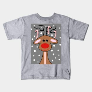 MERRY Christmas Red Nose Reindeer  - Cute Reindeer Art Kids T-Shirt